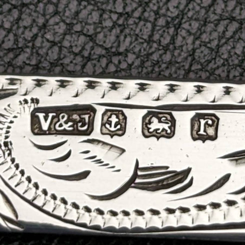 1916 年英國古董白珍珠貝殼手柄純銀雕刻刀片折疊筆刀